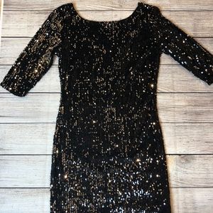 Black/silver sequin pencil dress NWT